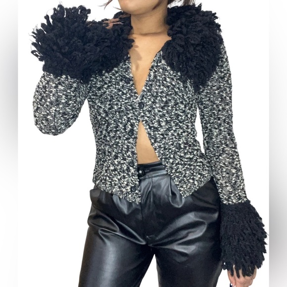 Vintage Y2K Shaggy Cardigan Jacket Size Small - Picture 2 of 8